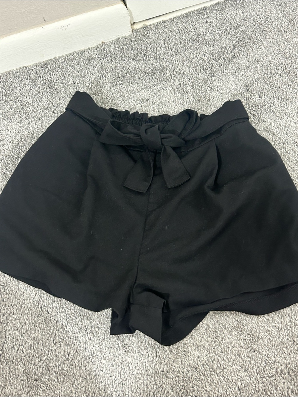 Divided Black High-Waist Tie-Front Paperbag Shorts